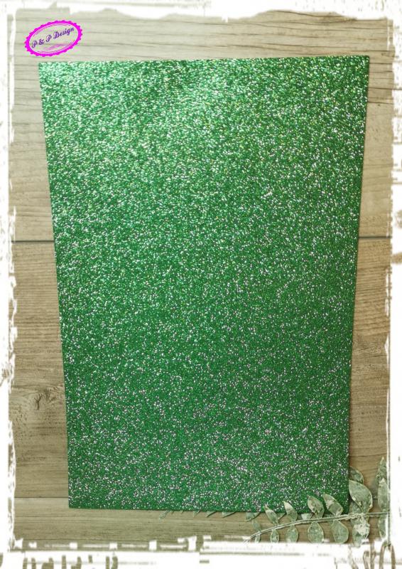 Glitteres dekorgumi 20*30 cm, majdnem az A/4-es méret - zöld