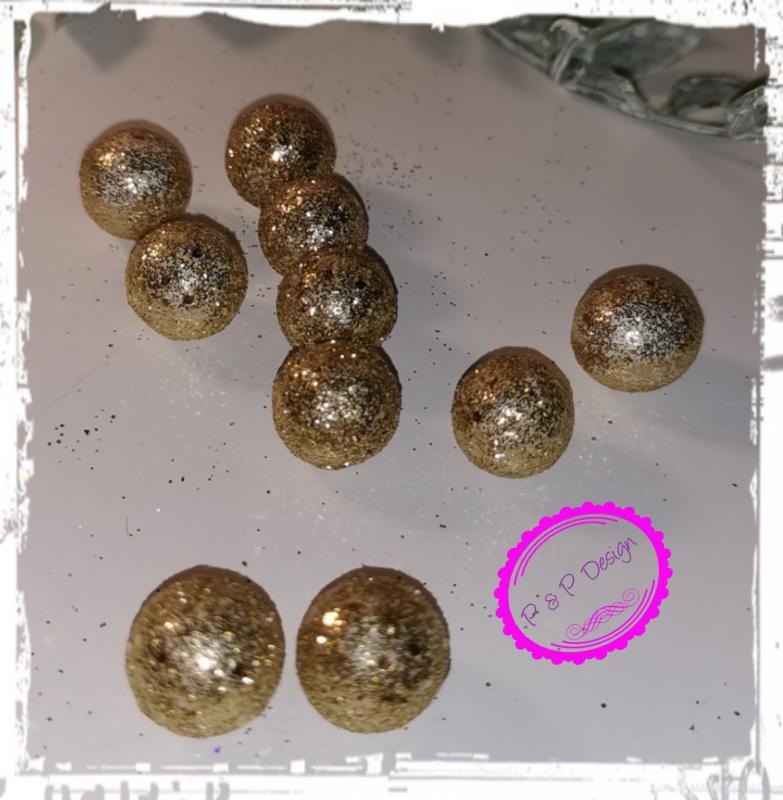 Glitteres golyó kb. 1,1-1,5 cm közötti méretek vegyesen csomagolva, 10 db/cs - arany