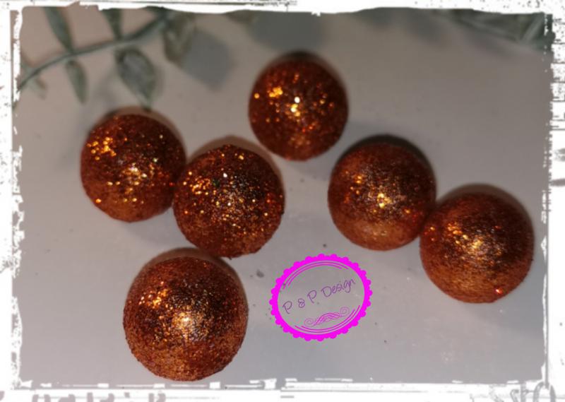 Glitteres golyó kb. 1,1-1,5 cm közötti méretek vegyesen csomagolva,  10 db/cs - bronz