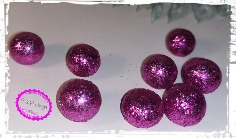Glitteres golyó kb. 1,5 cm  10 db/cs - pink