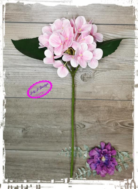 Gumi hortenzia szál kb. 40 cm hosszú, fejátmérő kb. 12 cm - rózsaszín