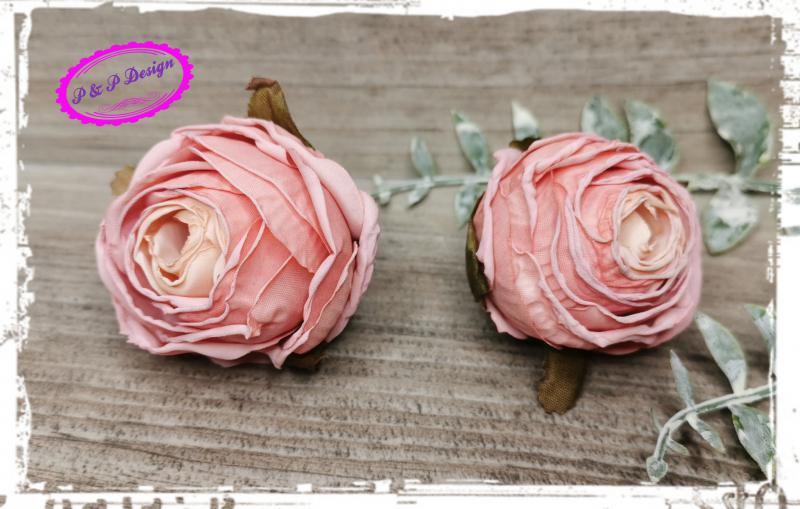 Gyűrt szirmú rózsa virágfej kb. 4 cm fejátmérő - rózsaszín