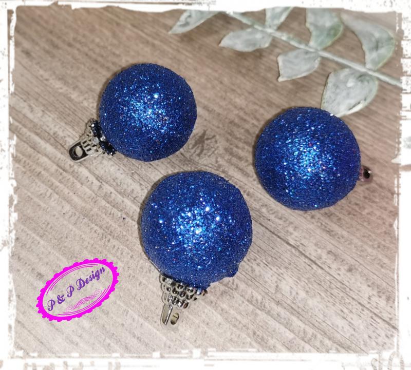 Karácsonyi glitteres polisztirol gömb 2,5 cm - kék