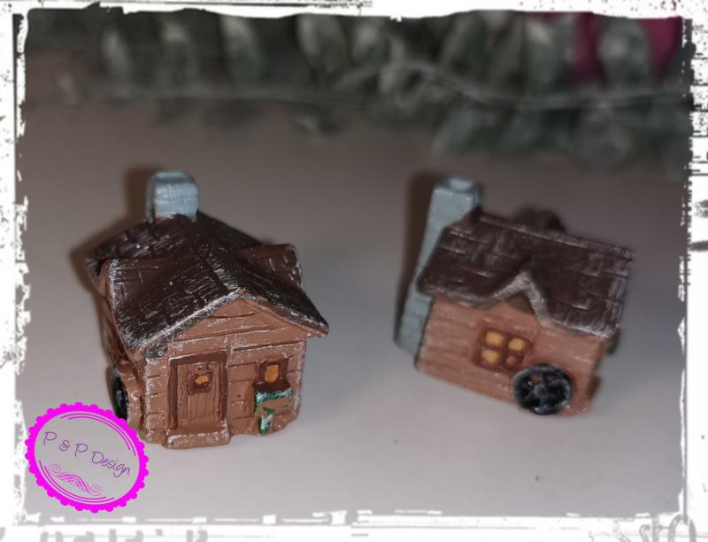 Mini barna házikó kb. 3  cm - barna tetős