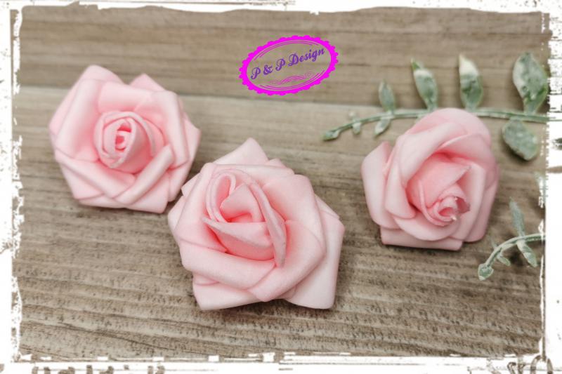 Polyfoam habrózsa virágfej kb. 3-4 cm fejméret - rózsaszín