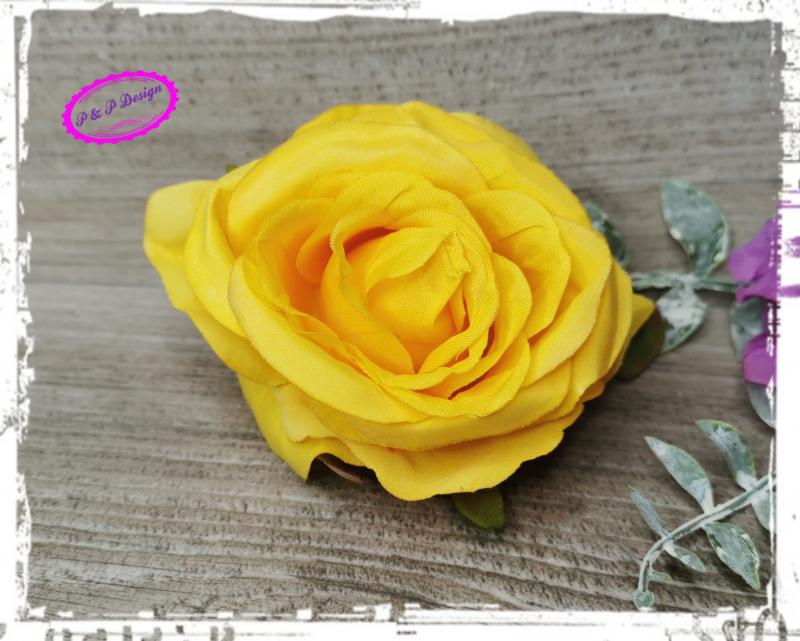 Rózsa virágfej D8 cm - sárga