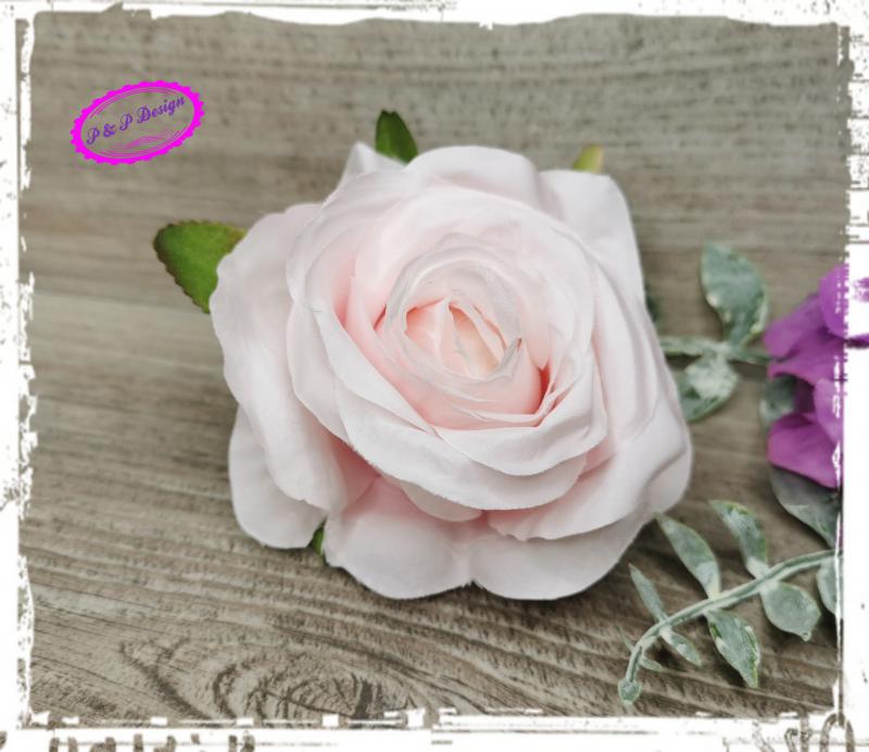 Rózsa virágfej D8 cm - világos rózsaszín