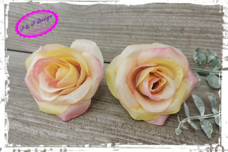 Rózsafej kb. 4-5 cm - sárga-rózsaszín cirmos