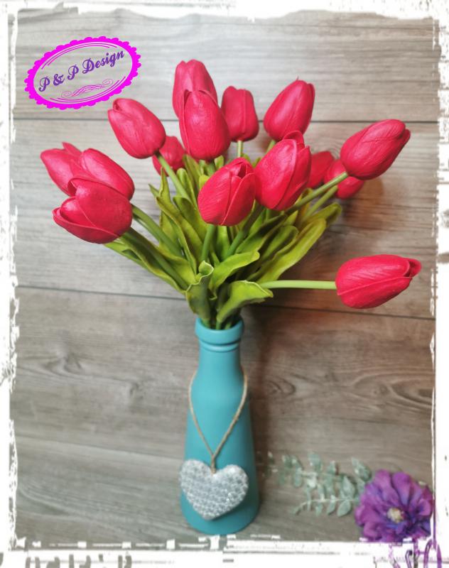 Szálas gumi tulipán M33 cm - piros