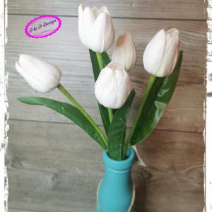 Csokros gumi tulipán M29 cm, 5 virágfej - halvány rózsaszín