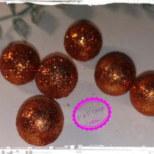 Glitteres golyó kb. 1,1-1,5 cm közötti méretek vegyesen csomagolva,  10 db/cs - bronz
