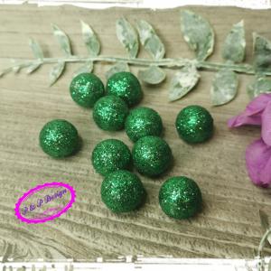 Glitteres hungarocell golyó 1,5 cm, 10 db/cs - sötétebb zöld