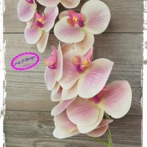 Gumi orchidea / Phalenopsis ág 9 virágfejes, kb. 95 cm hosszú, hajlítható szárral, élethű tapintású - krém-pink