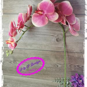 Gumi orchidea / Phalenopsis ág 9 virágfejes, kb. 95 cm hosszú, hajlítható szárral, élethű tapintású - pink - szép, jó minőségű!