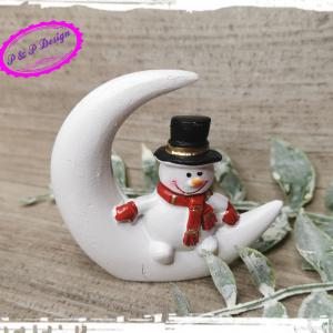 Holdon ülő hóember figura M6 cm