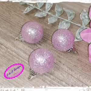 Karácsonyi glitteres polisztirol gömb 2,5 cm - világos lila