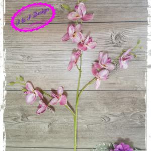 Phalenopsis - gumi Orchidea - ág, 10 virággal 3 ágon, kb. 86 cm hosszú - pinkes-lilás szín - szép, jó minőségű!