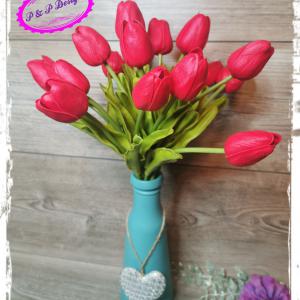 Szálas gumi tulipán M33 cm - piros