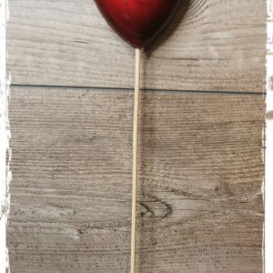 Szív betűző, szív kb. 6*6 cm, betűző 22 cm, műanyag - metál pirosas-bordós
