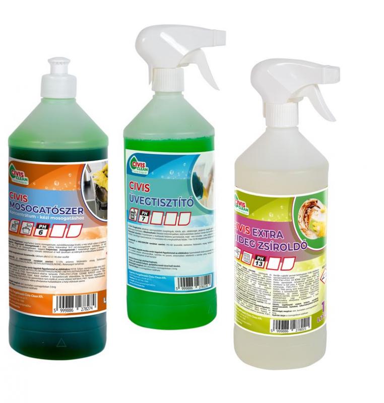 Civis Üvegtisztító, Extra hideg zsíroldó & Kézi mosogatószer csomagban