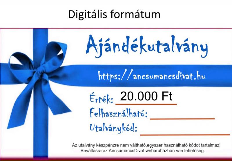 20000 Forint értékű Ajándékutalvány - digitális formátum