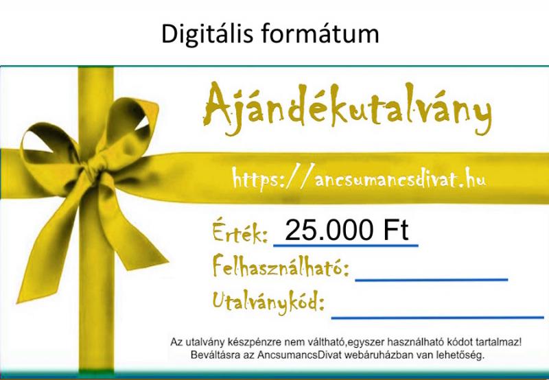 25000 Forint értékű Ajándékutalvány - digitális formátum