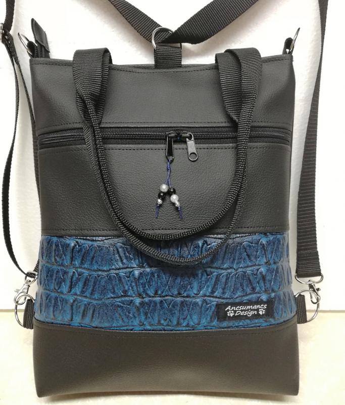 4in1 hátizsák univerzális rohangálós táska 3D kék-fekete betéttel
