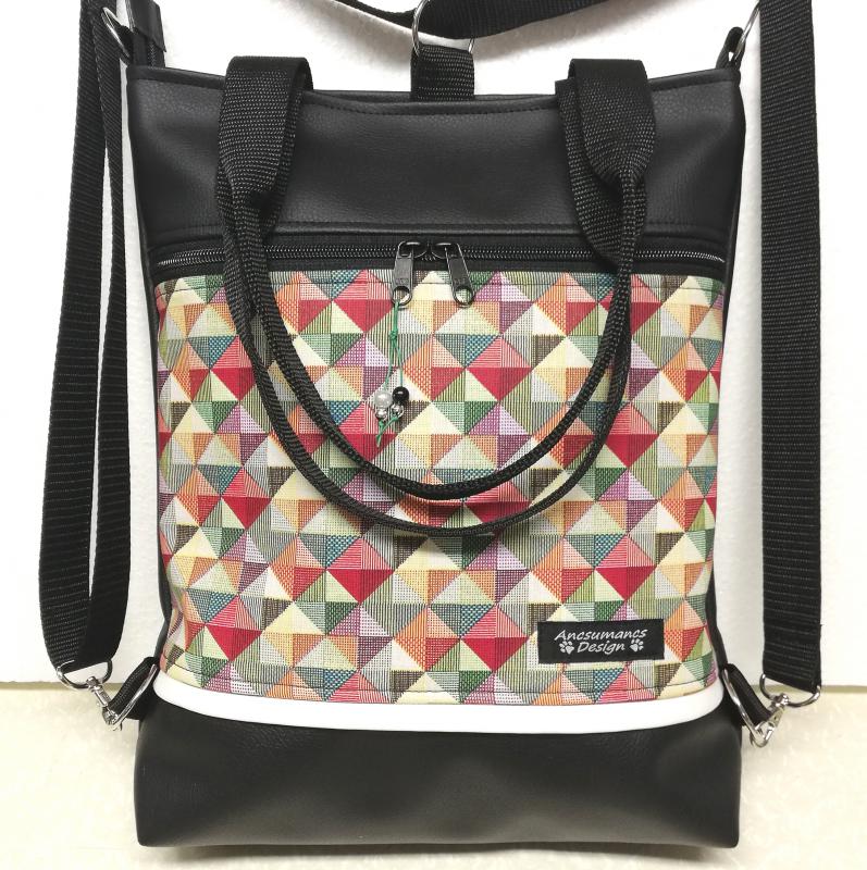 4in1 hátizsák univerzális rohangálós táska színes háromszögek