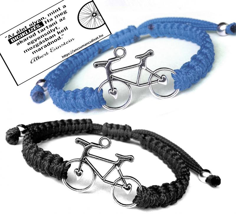 Biciklis kabala makramé páros karkötő szett fekete Jeans-kék
