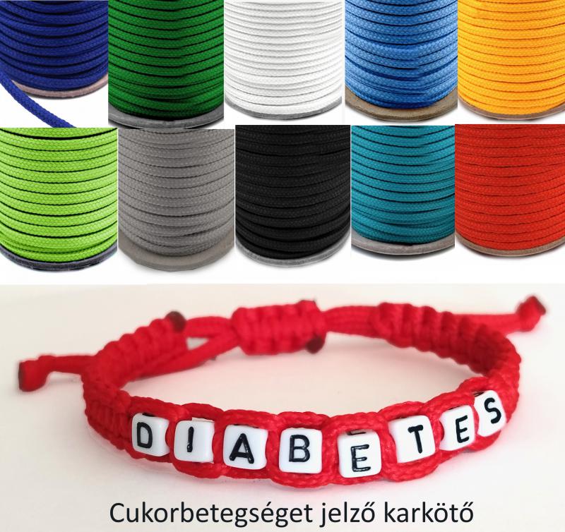 DIABETES Cukorbetegséget jelző betüs makramé karkötő választható színben