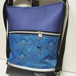 3in1 hátizsák univerzális táska Fekete-kék mermaid mandalás textillel