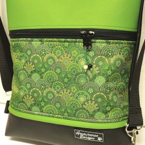 3in1 hátizsák univerzális táska Fekete-limezöld mermaid mandalás textillel