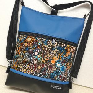 3in1  textilbőr hátizsák  univerzális táska Buborékok fekete kék alapon