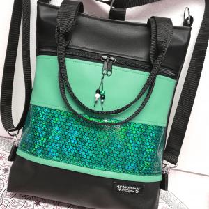 4in1 hátizsák univerzális rohangálós táska zöld-zöld hologram