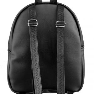 Back Pack S hátizsák - Elegáns fekete rose lézer hologrammal textilbőr pántokkal 29x24x10