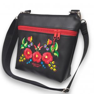 Bella crossbody oldaltáska 28x24cm - Hímzett Kalocsai virágos Hungarian Folkart30