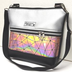 Bella crossbody oldaltáska övtáska 28x24cm - Barack lézerhologram ezüsttel