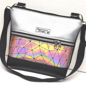 Bella crossbody oldaltáska övtáska 28x24cm - Barack lézerhologram ezüsttel