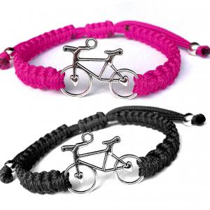 Biciklis kabala makramé páros karkötő szett fekete pink