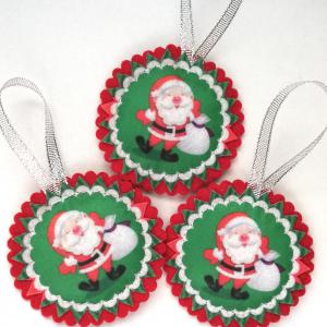 Dekoratív kézműves filc karácsonyfadísz dekoráció - Mikulás zsákkal