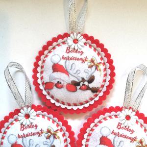 Dekoratív kézműves filc karácsonyfadísz dekoráció - Télapó és Rudolf Boldog Karácsonyt!