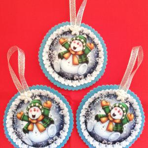 Dekoratív kézműves filc karácsonyfadísz dekoráció - Vidám hóember