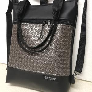 Elegáns 4in1 textilbőr hátizsák univerzális táska platina 3D bőrrel