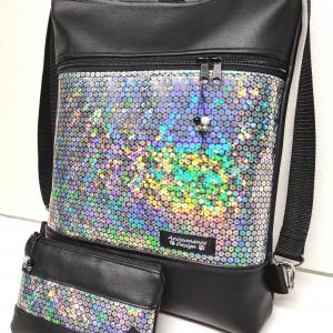 Flitter hologramos 3in1 hátizsák univerzális táska + neszi szett