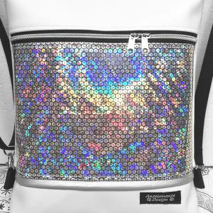 Flitter hologramos 3in1 hátizsák univerzális táska-fehér