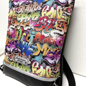Graffiti - hátulzsebes 3in1 textilbőr hátizsák univerzális táska