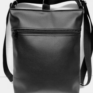 Hátulzsebes 3in1 textilbőr hátizsák univerzális táska - Metál bronz feketével