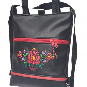 Hímzett 4in1 Matyó virágos szett Hungarian Folkart28 táska+neves pénztárcával+kulcstartó