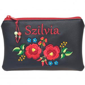 Hímzett kalocsai virágos 30x30-as pakolós táska szett HungarianFolkart07 neves pénztárcával