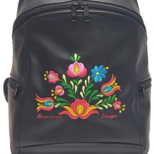 MAXIM BackPack L hátizsák - Hímzett Matyó virágcsokor fekete alapon Hungarian Folkart25